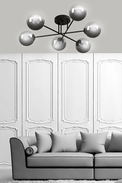 Lampa sufitowa BRENDI 6B BL GRAFIT loft klosze grafit czarna