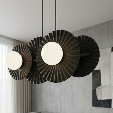 Lampa wisząca UMBRA 4 BLACK OPAL loft, czarna, metal, fala