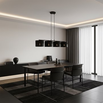 Lampa wisząca KARBON 4 BLACK klasyczna, abażur, czarna