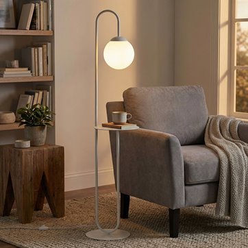 Lampa podłogowa BARI LP1 WH design, stolik, biała