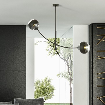Lampa sufitowa HUNTER 2 BLACK/STRIPE czarna/transparent