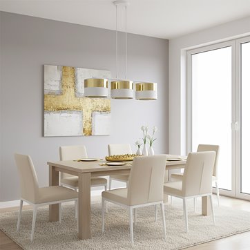 Lampa wisząca LUX 3 WH GOLD abażur, biały, złoty