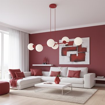 Lampa wisząca MAGNUS 6 BURGUNDY OPAL nowoczesna, klosz