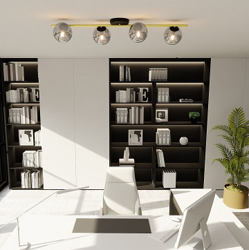 Lampa sufitowa SPLENDI 4 BL GRAFI plafon czarna/złota/grafit