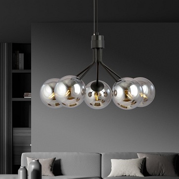 Lampa wisząca NOVA 5 BL/GRAFIT kule klosze czarna/grafit