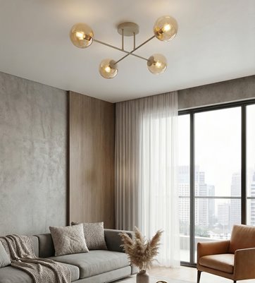 Lampa sufitowa ROMA 4 MOKKA AMBER nowoczesna, klosz, beżowa