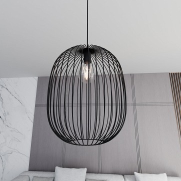 Lampa wisząca ONYX 1 BL loft, druciak, regulowana, czarna