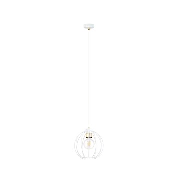 Lampa wisząca GINO 1 WHITE/GOLD druciana kula biało/złota