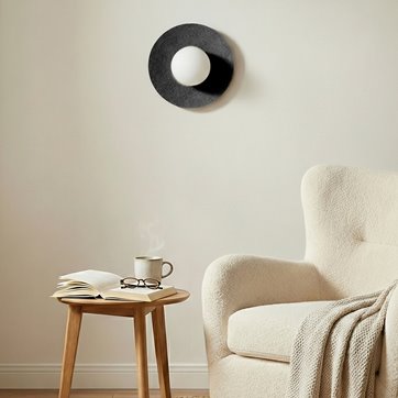 Kinkiet CALMA S K1 BLACK nowoczesny, klosz, filc, czarny