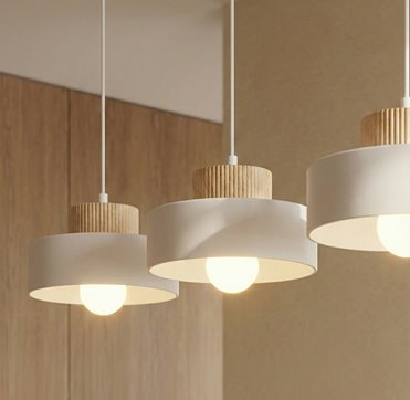 Lampa wisząca KIVI 3 WHITE nowoczesna, biała, metal, drewno