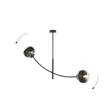 Lampa sufitowa HUNTER 2 BLACK/STRIPE czarna/transparent