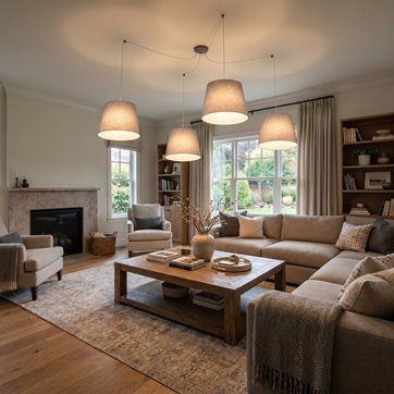 Lampa wisząca ASCOT 4 BEIGE abażur, beż, klasyczna