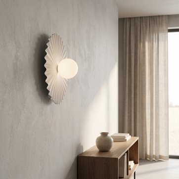 Kinkiet UMBRA L K1 WHITE OPAL nowoczesny, biały, metal, fala