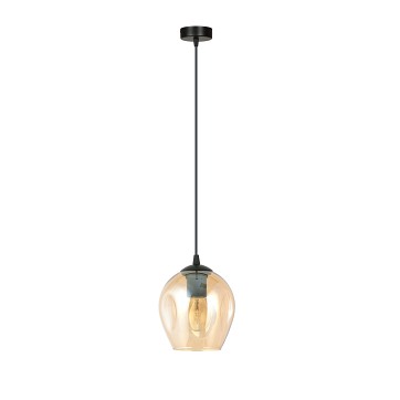 Lampa wisząca ISTAR 1 BL MIODOWY loft klosz bursztyn czarna