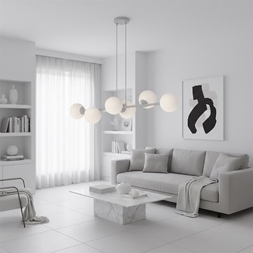 Lampa wisząca MAGNUS 6 GRAY OPAL nowoczesna, klosz, szara
