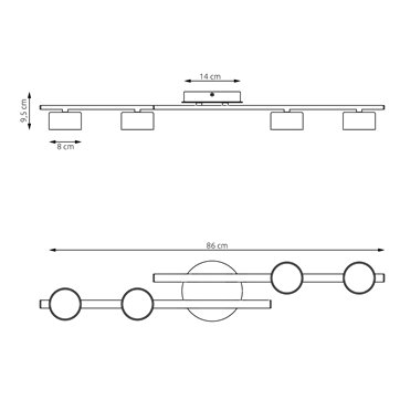 Lampa sufitowa FRAGMENT 4 MOKKA loft, beżowa, metal