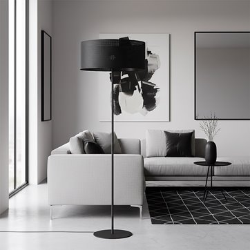 Lampa podłogowa LUX LP1 BLACK klasyczna, czarna, abażur