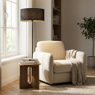 Lampa podłogowa ECO LP1 BLACK klasyczna, czarna, abażur