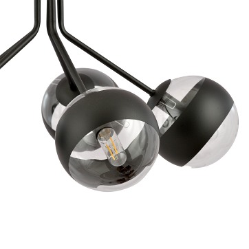 Lampa wisząca NOVA 5 BL/STRIPE klosze czarna/transparent