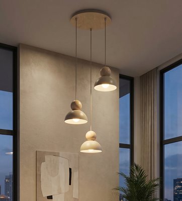 Lampa wisząca KAKI 3PREM MOKKA nowoczesna, beżowa, metal