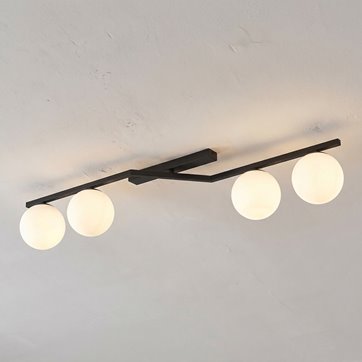 Lampa sufitowa NATON 4 BL OPAL plafon, czarna, metal