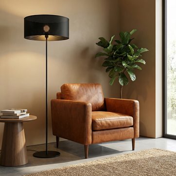 Lampa podłogowa LUX LP1 BLACK klasyczna, czarna, abażur