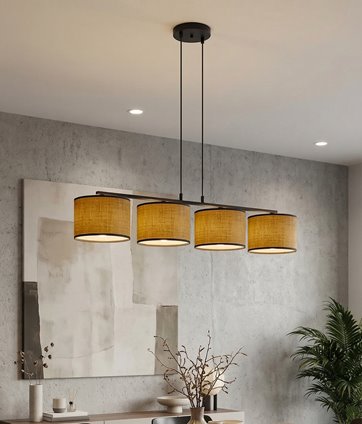 Lampa wisząca ECO 4 BL BROWN klasyczna, abażur, brązowa