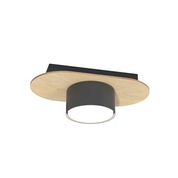 Lampa sufitowa DIAZ 1 BL WOOD plafon, czarna, drewno, loft