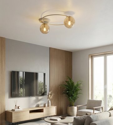 Lampa sufitowa SOPRA 2 MOKKA AMBER plafon klosze beżowa