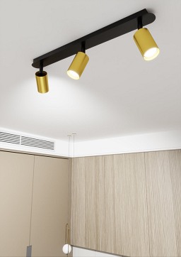 Lampa sufitowa ZEN 3 BLACK minimalistyczna tuba czarno/złota