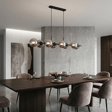 Lampa wisząca RORY 8 BLACK/GRAFIT loft, czarna, klosz