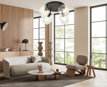 Lampa sufitowa FLOW 4 TRANSPARENT loft klosz czarna