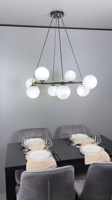 Lampa wisząca AZURA 8 BL OPAL wyjątkowa, nowoczesna, klosze
