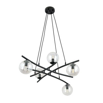 Lampa wisząca ESSA 5 TRANSPARENT kule czarna/transparent