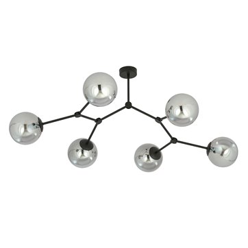 Lampa sufitowa SPACE 6 BL/GRAFIT kule klosze czarna/grafit