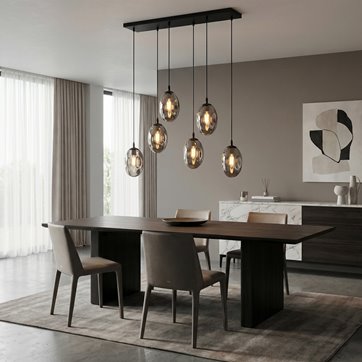 Lampa wisząca ASTRAL 6 BL GRAFIT desing klosze czarny/grafit