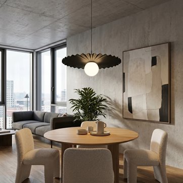 Lampa wisząca UMBRA 1 BLACK nowoczesna, czarna, metal, fala