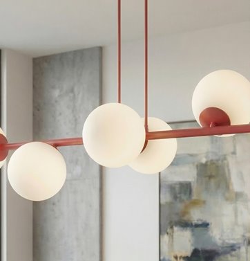 Lampa wisząca MAGNUS 6 BURGUNDY OPAL nowoczesna, klosz