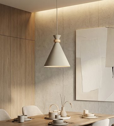 Lampa wisząca ZERO 1 MOKKA nowoczesna, beżowa, metal, drewno