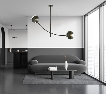 Lampa sufitowa HUNTER 2 BLACK/STRIPE czarna/transparent