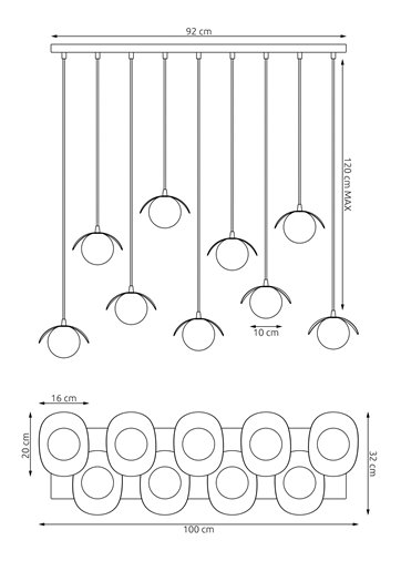 Lampa wisząca RITUAL 9 MOKKA nowoczesna, beżowa, metal