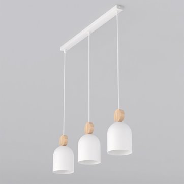Lampa wisząca MESI 3 WHITE nowoczesna, biała, metal drewno