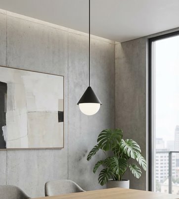 Lampa wisząca GIRO 1 BLACK nowoczesna, czarna, metal