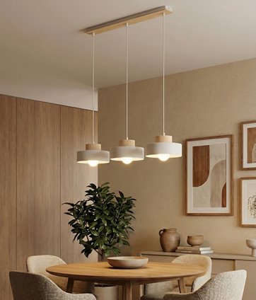 Lampa wisząca KIVI 3 WHITE nowoczesna, biała, metal, drewno