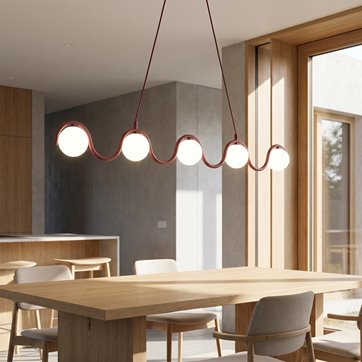 Lampa wisząca SINUS 5 BURGUNDY OPAL nowoczesna, metal