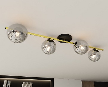 Lampa sufitowa SPLENDI 4 BL GRAFI plafon czarna/złota/grafit