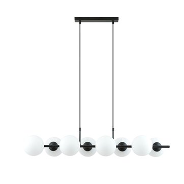Lampa wisząca RORY 8 BLACK/OPAL loft, czarna, klosz