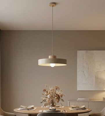 Lampa wisząca KIVI 1L MOKKA nowoczesna, beżowa, metal drewno