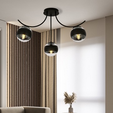 Lampa sufitowa BOSTON 3 BLACK/STRIPE czarna/transparent