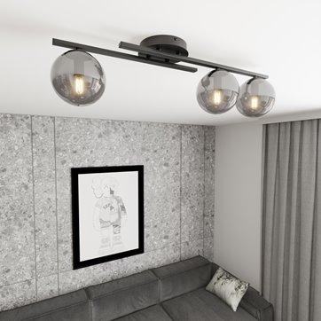 Lampa sufitowa KAIRO 3 BL GRAFIT plafon, klosz, czarna